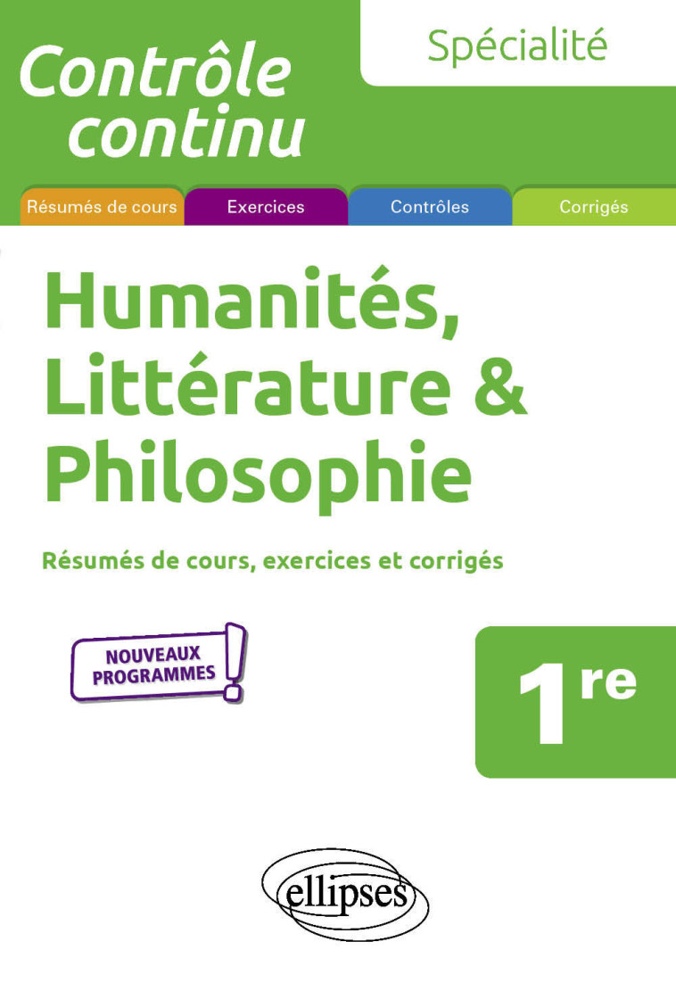 SPECIALITE HUMANITES, LITTERATURE ET PHILOS OPHIE 1ERE NOUVEAUX PROGRAMMES - CHRETIEN/MIREBEAU - ELLIPSES