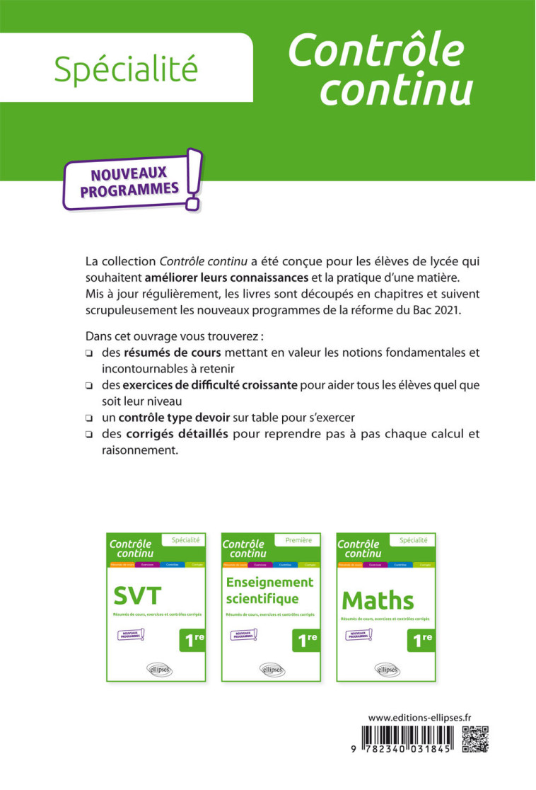 SPECIALITE PHYSIQUE-CHIMIE 1RE - DAVOINE VINCENT - ELLIPSES