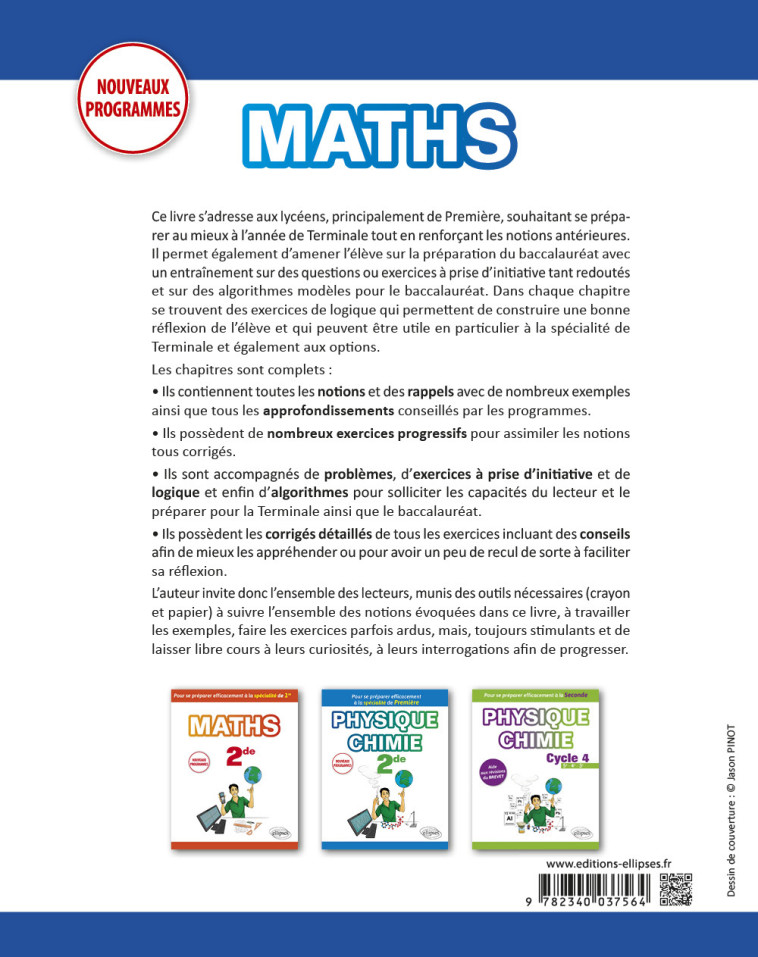 SPECIALITE MATHEMATIQUES 1RE POUR SE PREPARER A LA SPE MATHS TLE  2020 - RAUWEL NICOLAS - ELLIPSES