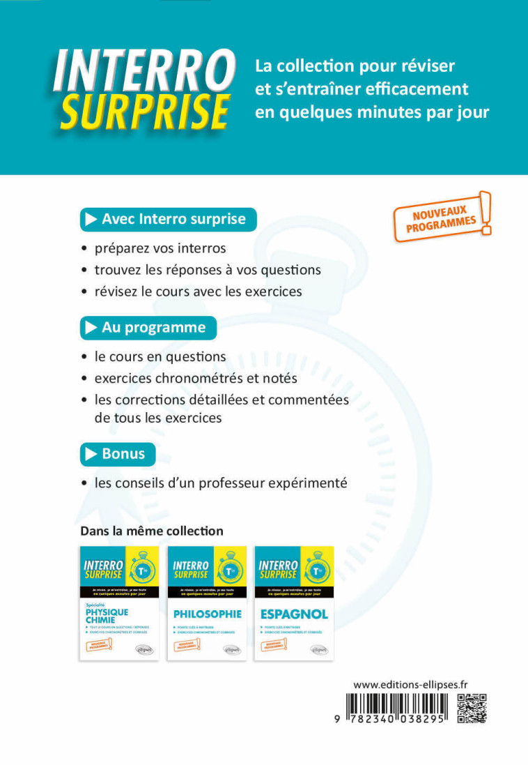 SPECIALITE MATHEMATIQUES - TERMINALE - NOUV EAUX PROGRAMMES - BROS IRENE - ELLIPSES