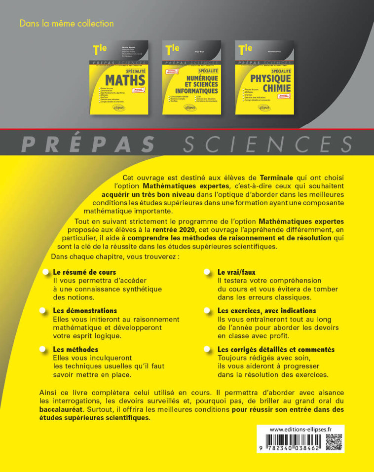 MATHS EXPERTES TLE NOUVEAUX PROGRAMMES - NGUYEN/DANIEL/FONTES - ELLIPSES