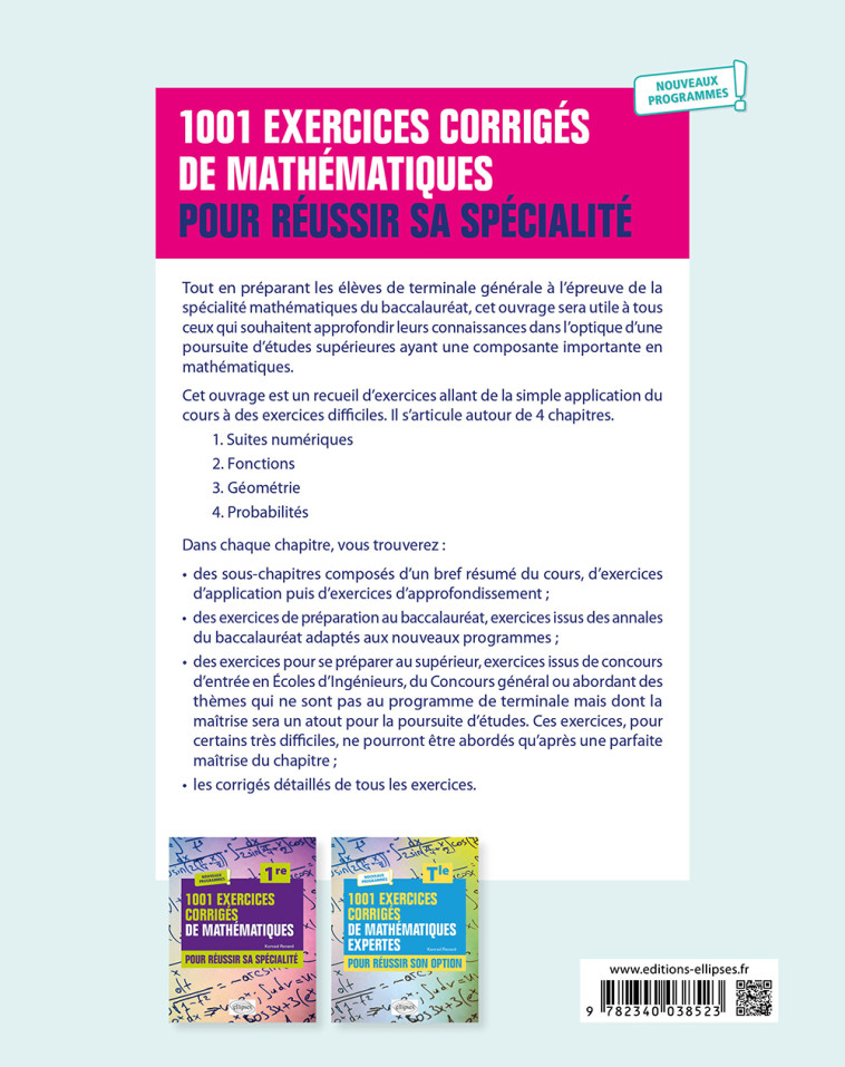 1001 EXERCICES CORRIGES DE MATHEMATIQUES - TLE 2021 - RENARD KONRAD - ELLIPSES