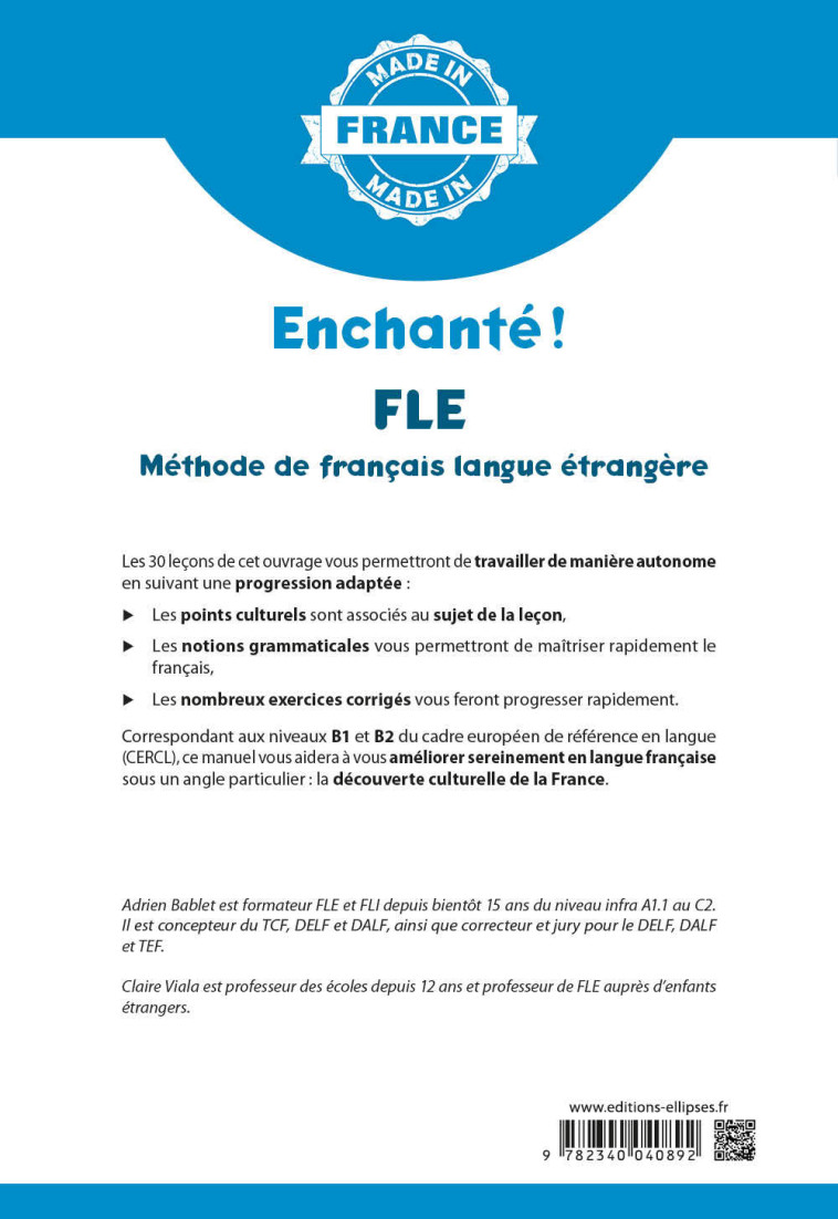 ENCHANTE ! - FLE  B1 B2 - BABLET/VIALA - ELLIPSES