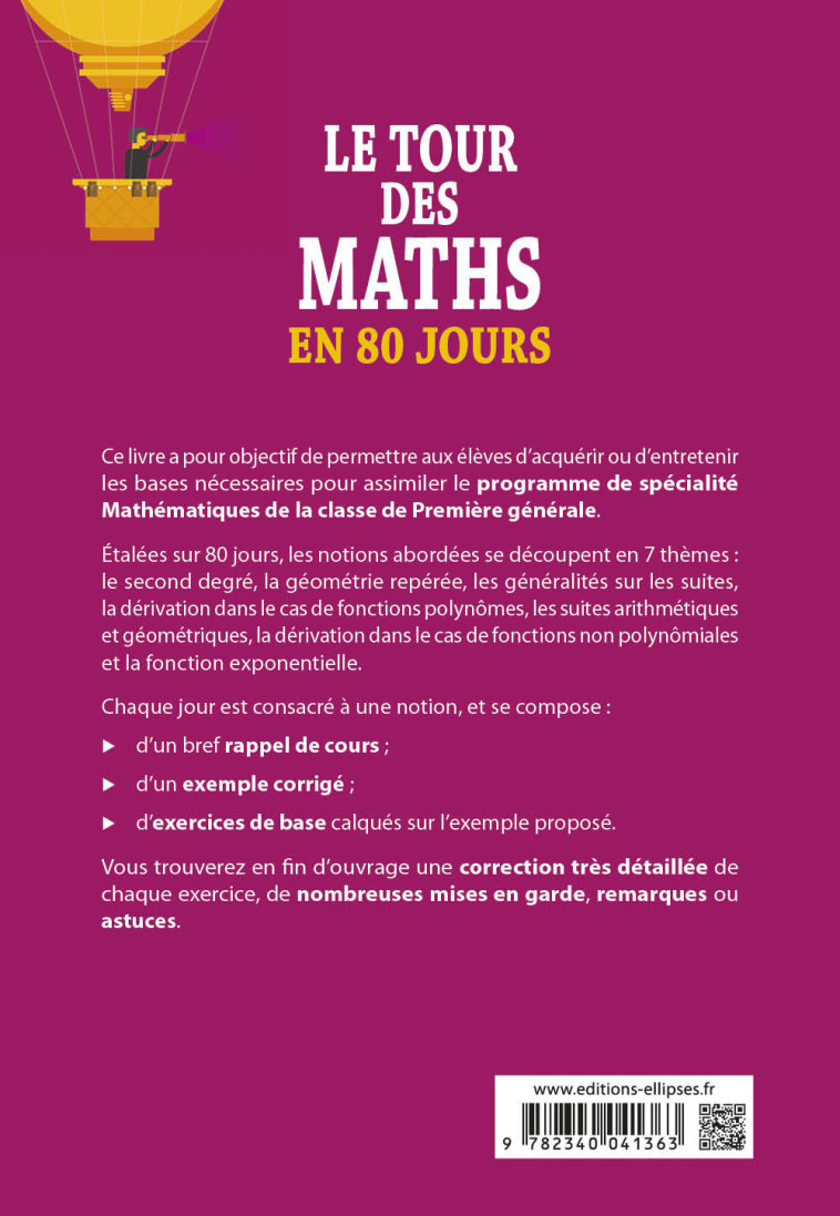 LE TOUR DES MATHS EN 80 JOURS - SPE MATHS 1ERE - GILLES ARNAUD - ELLIPSES