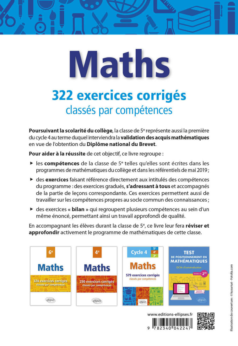 MATH - 5E - 322 EXERCICES CORRIGES - POULAIN CHRISTOPHE - ELLIPSES