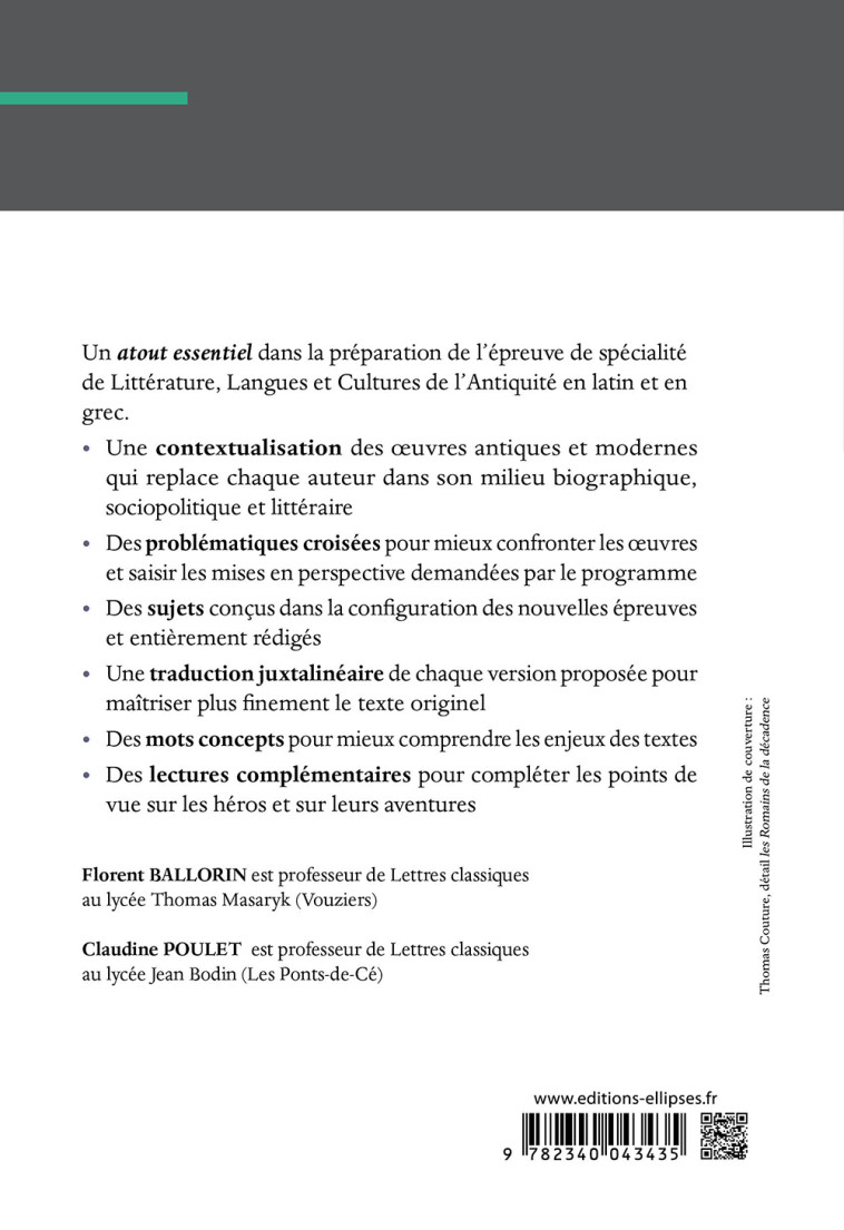 LE LATIN ET LE GREC AU BAC 2021. SPECIALITE LITTERATURE, LANGUES ET CULTURES DE L'ANTI - BALLORIN/POULET - ELLIPSES