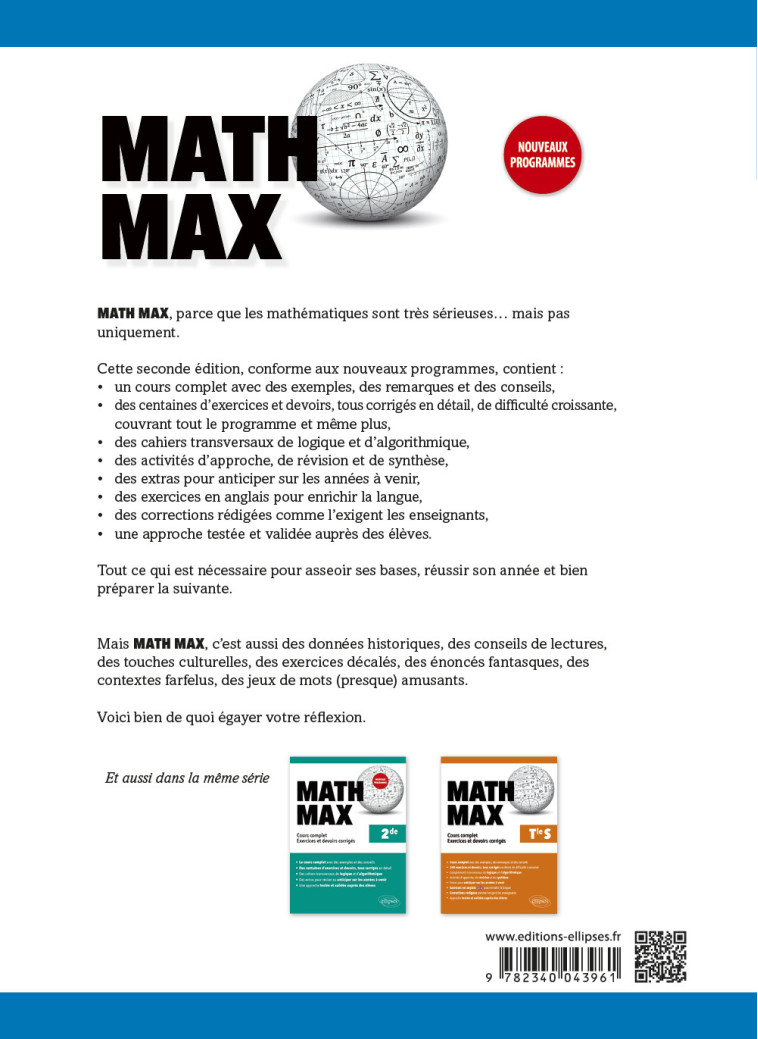 MATH MAX 1ERE SPECIALITE 2021 - KRIEF-DETRAZ S. - ELLIPSES