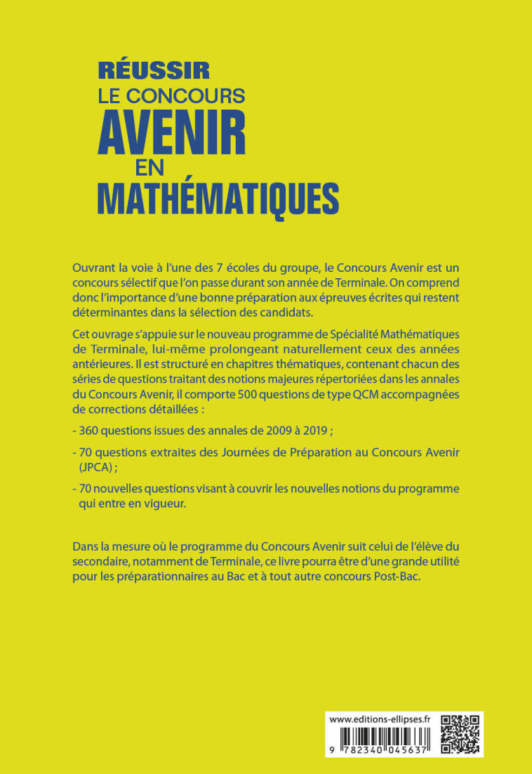 REUSSIR LE CONCOURS AVENIR EN MATHEMATIQUES - SART/TRUCHOT - ELLIPSES