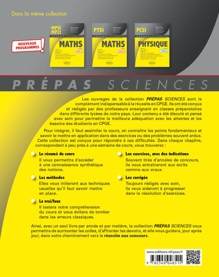 MATHEMATIQUES PCSI - PROGRAMME 2021 - NGUYEN/DAMIN/FONTES - ELLIPSES