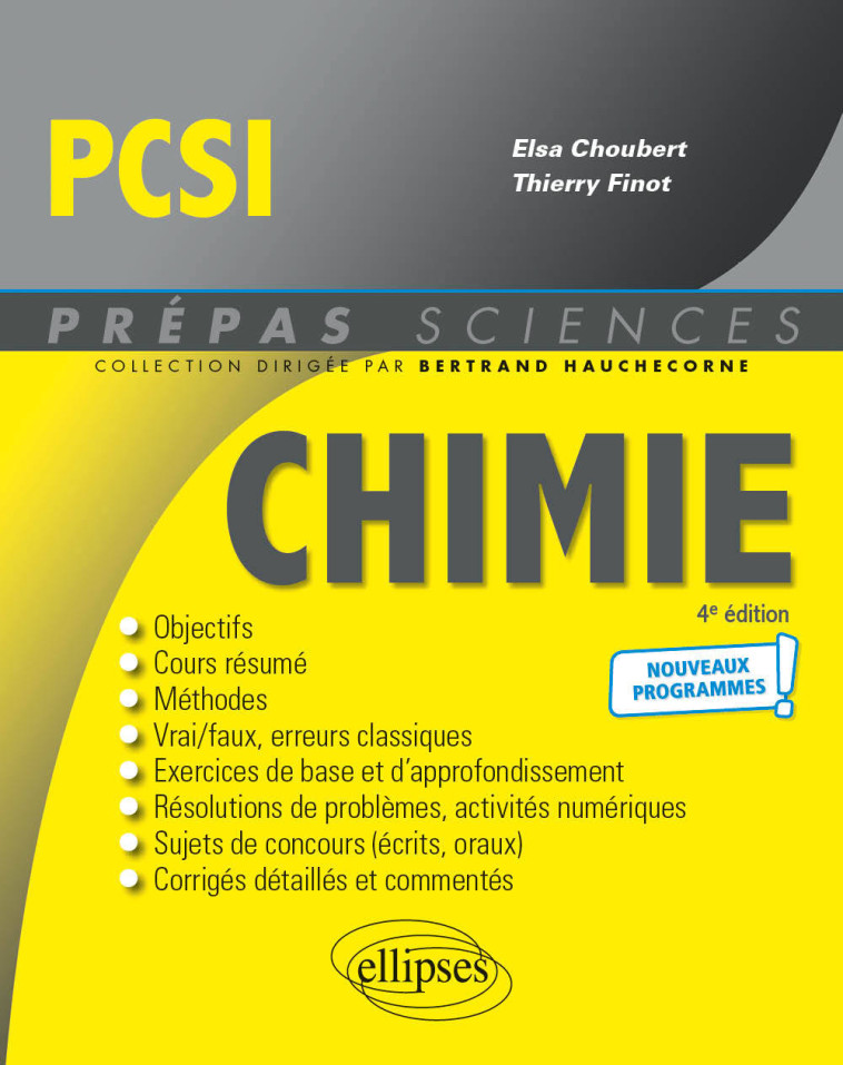 CHIMIE PCSI - PROGRAMME 2021 - CHOUBERT/FINOT - ELLIPSES