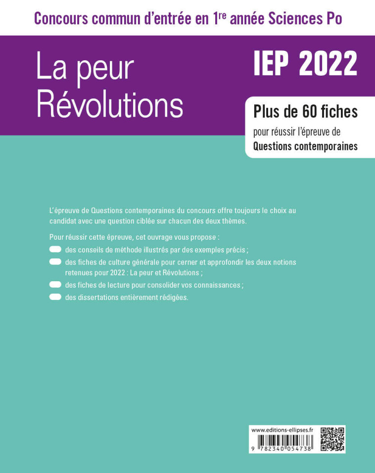 CONCOURS COMMUN IEP 2022. 1RE ANNEE.  LA PE UR / REVOLUTIONS CASE 9 - RAMPNOUX/COLLECTIF - ELLIPSES