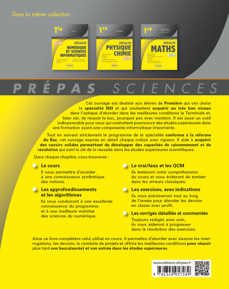 SPECIALITE NUMERIQUE ET SCIENCES INFORMATIQ UES 1RE  2E ED 2021 - BAYS SERGE - ELLIPSES