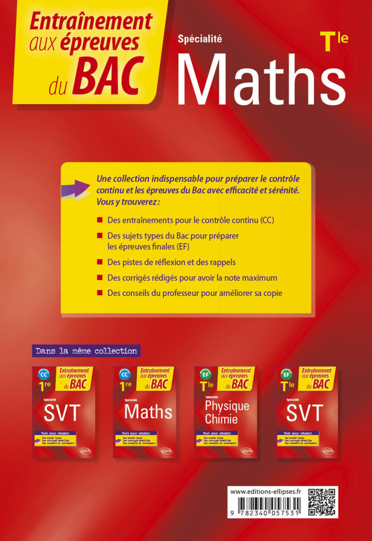 SPECIALITE MATHS TLE ENTRAINEMENT AUX EPREUVES FINALES BAC 2022 - CIOLFI BRUNO - ELLIPSES