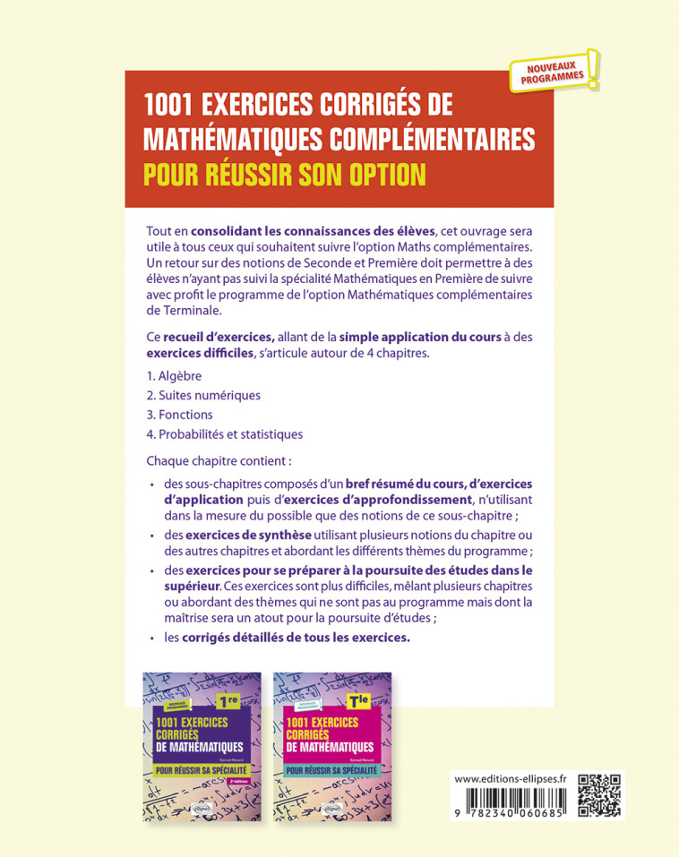 1001 EXERCICES CORRIGES DE MATHEMATIQUES COMPLEMENTAIRES - RENARD KONRAD - ELLIPSES