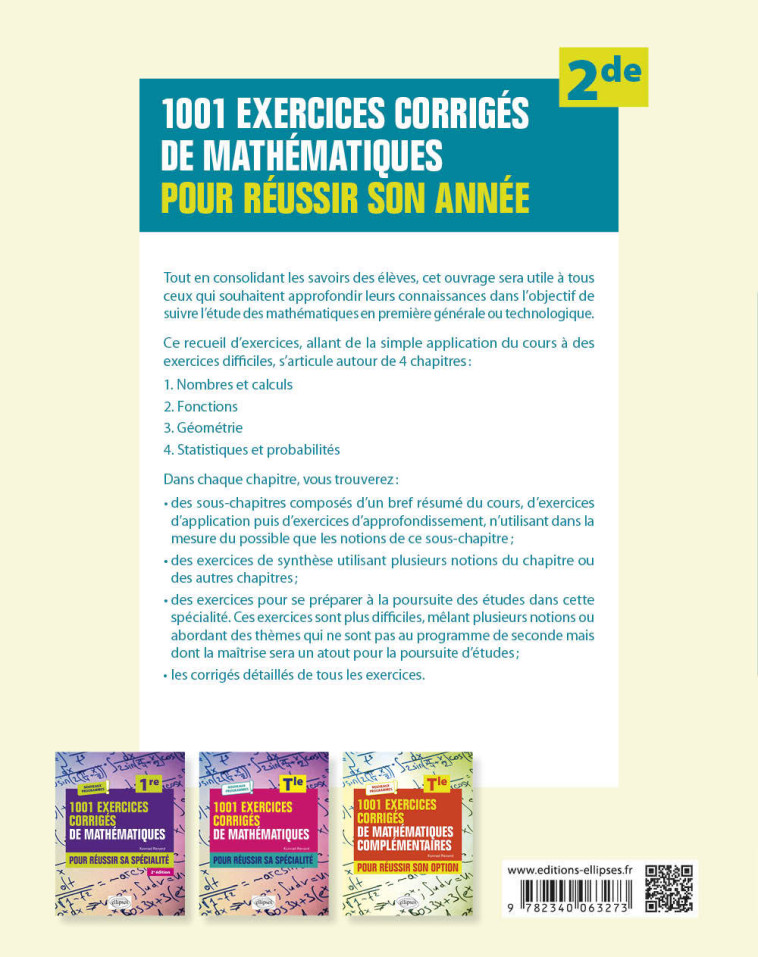 1001 EXERCICES CORRIGES DE MATHEMATIQUES - POUR REUSSIR SON ANNEE - SECONDE - RENARD KONRAD - ELLIPSES