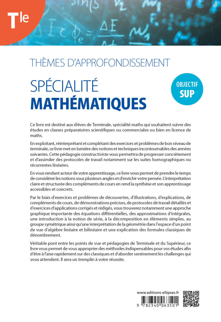 SPECIALITE MATHEMATIQUES TLE THEMES D'APPROFONDISSEMENT - ORDINES ALICE - ELLIPSES