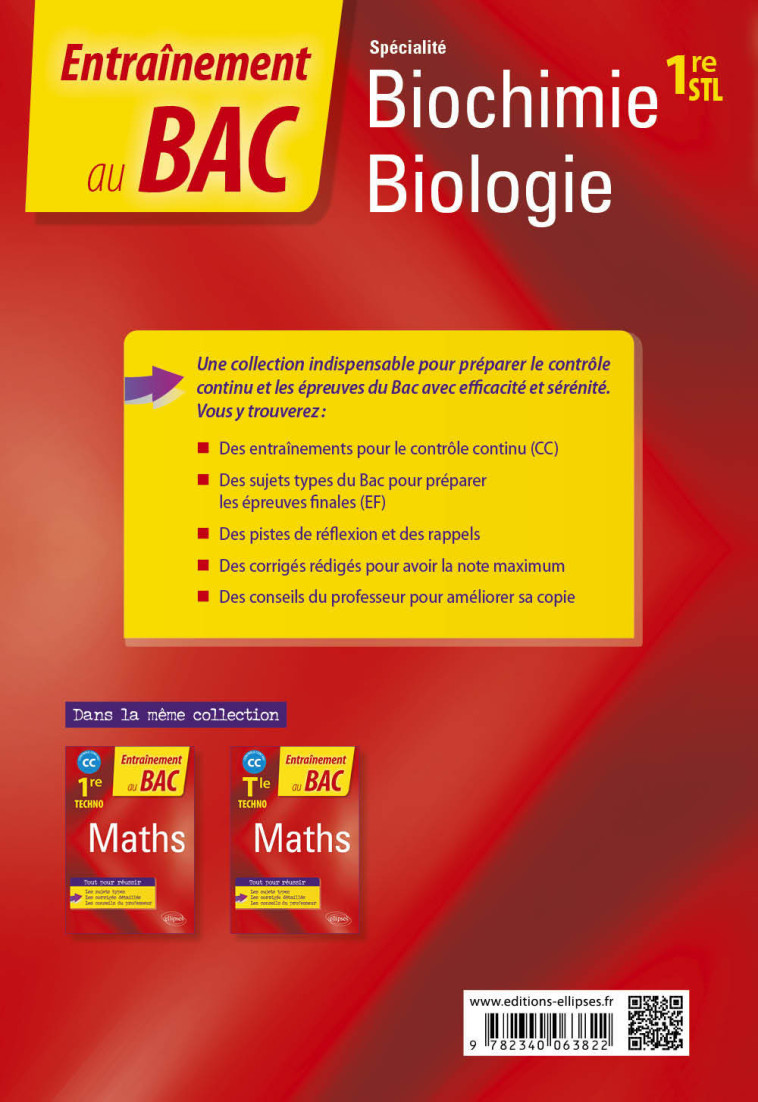 SPECIALITE BIOCHIMIE-BIOLOGIE 1RE STL - DEBIAIS - ELLIPSES