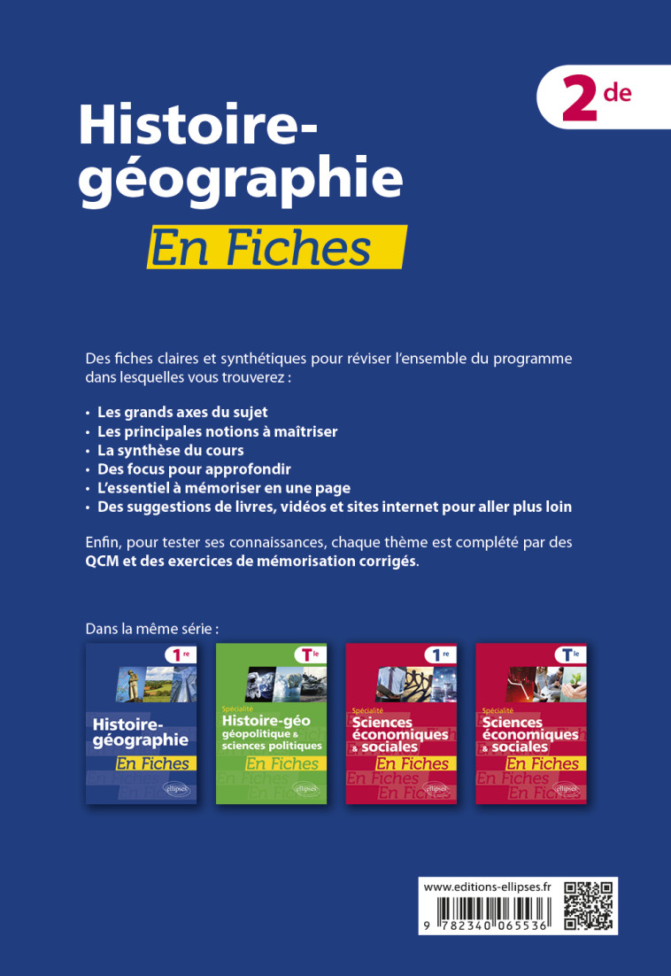 HISTOIRE-GEOGRAPHIE EN FICHES - SECONDE - GAYE-TRECUL S. - ELLIPSES