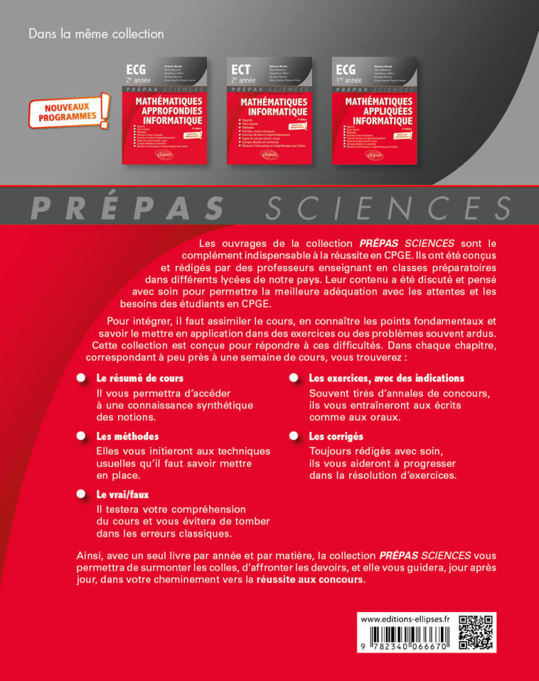 MATHEMATIQUES APPLIQUEES - INFORMATIQUE - PREPAS ECG 2E ANNEE - PROGRAMME 2022 - RONDY/BERLANDI - ELLIPSES