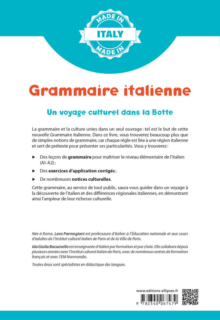 GRAMMAIRE ITALIENNE - A1/A2 - UN VOYAGE CULTUREL DANS LA BOTTE - BASSANELLO - ELLIPSES