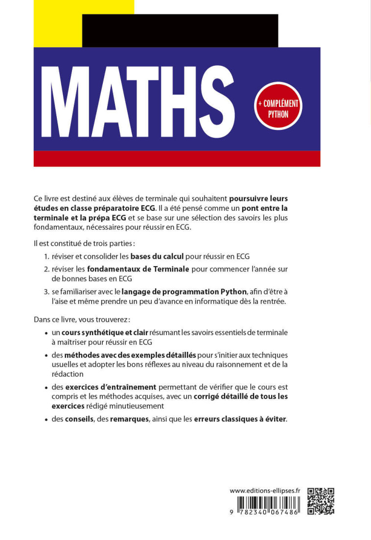 MATHEMATIQUES REVISER ET CONSOLIDER LES BASES DE TERMINALE POUR REUSSIR LA 1RE ANNEE D'ECG - COMPL - BLAZERE MELANIE - ELLIPSES