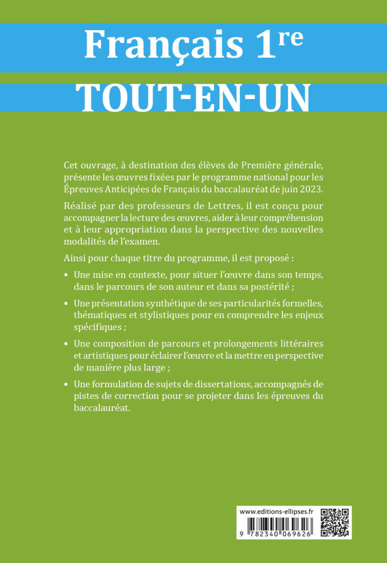 FRANCAIS PREMIERE TOUT-EN-UN SUR LES OEUVRES AU PROGRAMME DU BAC 2022-2023 - MURARU/ARNAUD/BARDET - ELLIPSES