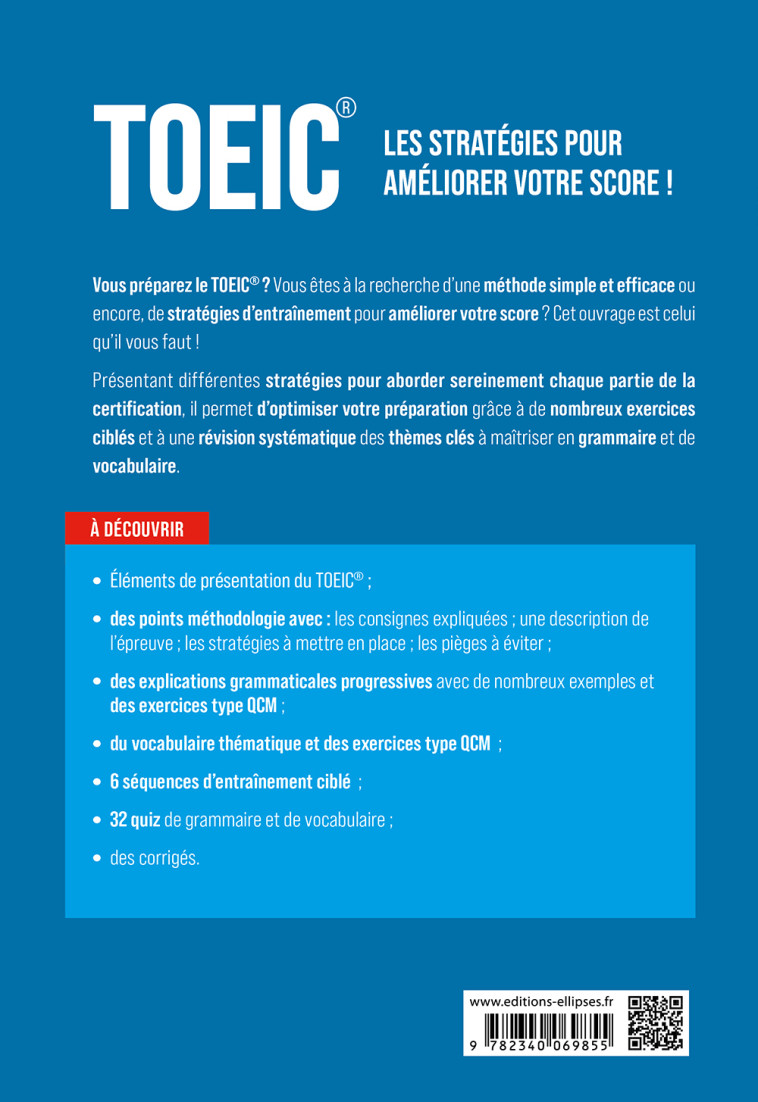 TOEIC LES STRATEGIES POUR AMELIORER VOTRE SCORE - GROSSELIN SEVERINE - ELLIPSES