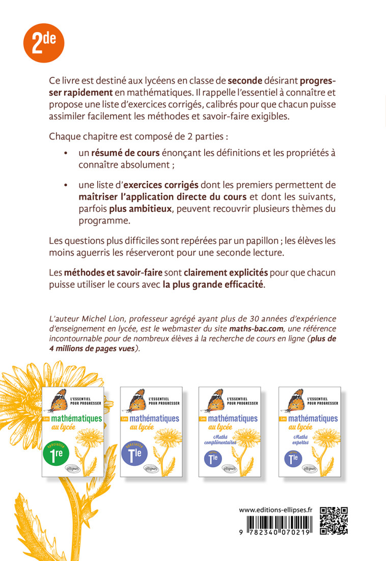 LES MATHEMATIQUES AU LYCEE SECONDE - LION MICHEL - ELLIPSES