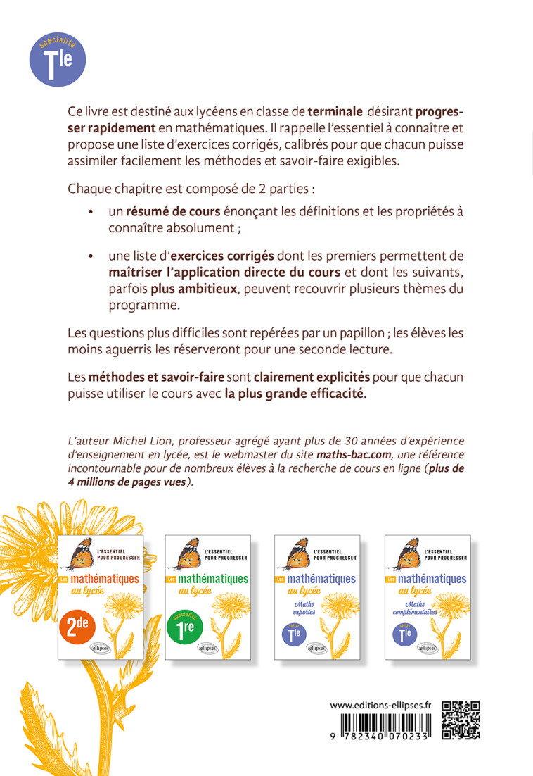 LES MATHEMATIQUES AU LYCEE SPECIALITE TERMINALE - LION MICHEL - ELLIPSES