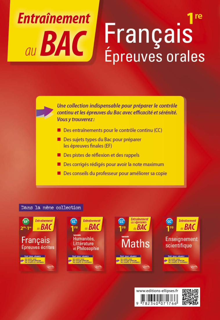 FRANCAIS 1ERE EPREUVES ORALES - RENAULT/BESSON - ELLIPSES