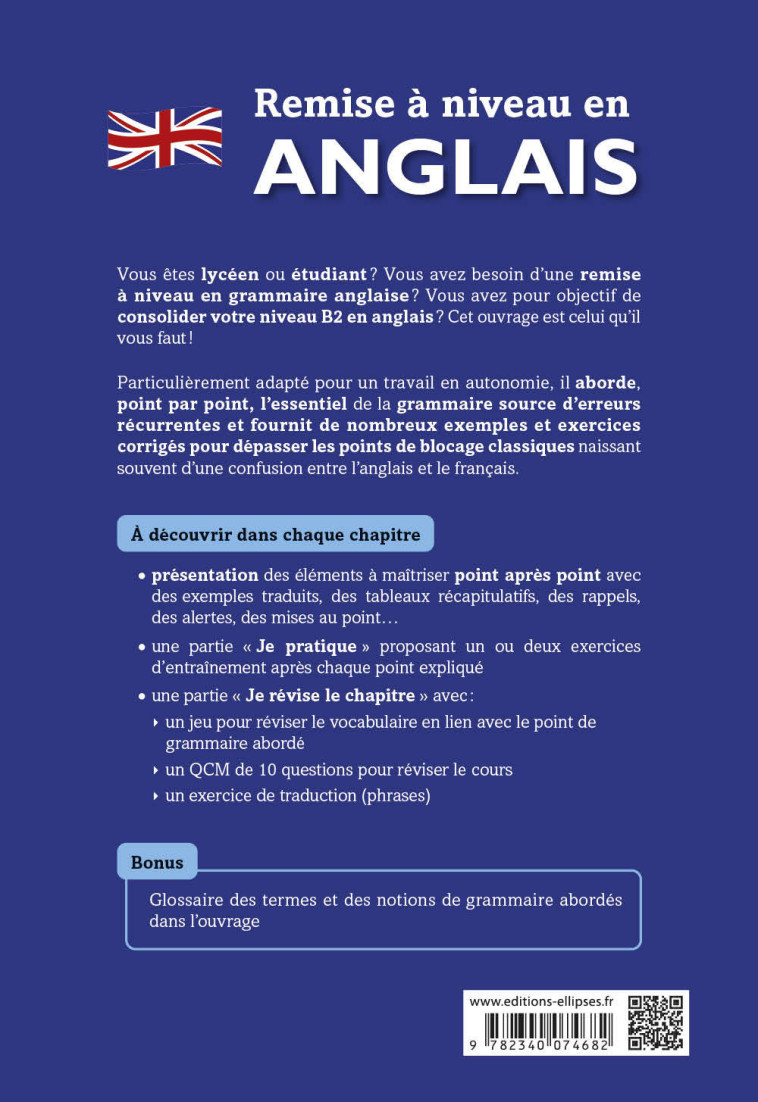 REMISE A NIVEAU EN ANGLAIS. L'ESSENTIEL DES POINTS A MAITRISER EN GRAMMAIRE. B2 - DJEDJE FRANCK - ELLIPSES