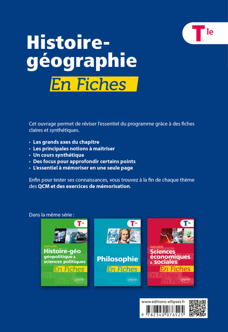 HISTOIRE-GEOGRAPHIE EN FICHES - TERMINALE - LECLERC/AGNES/SOT - ELLIPSES