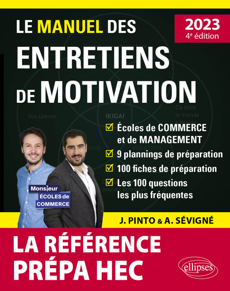 LE MANUEL DES ENTRETIENS DE MOTIVATION  PREPA HEC  - CONCOURS AUX ECOLES DE COMMERCE - EDITION 202 - PINTO/SEVIGNE - ELLIPSES