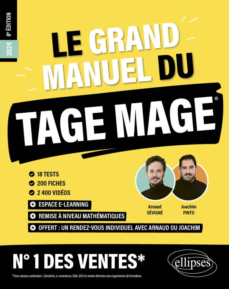 LE GRAND MANUEL DU TAGE MAGE  N 1 DES VENTES  EDITION 2024 - 16 TESTS BLANCS + 200 FICHES DE COURS - PINTO/SEVIGNE - ELLIPSES