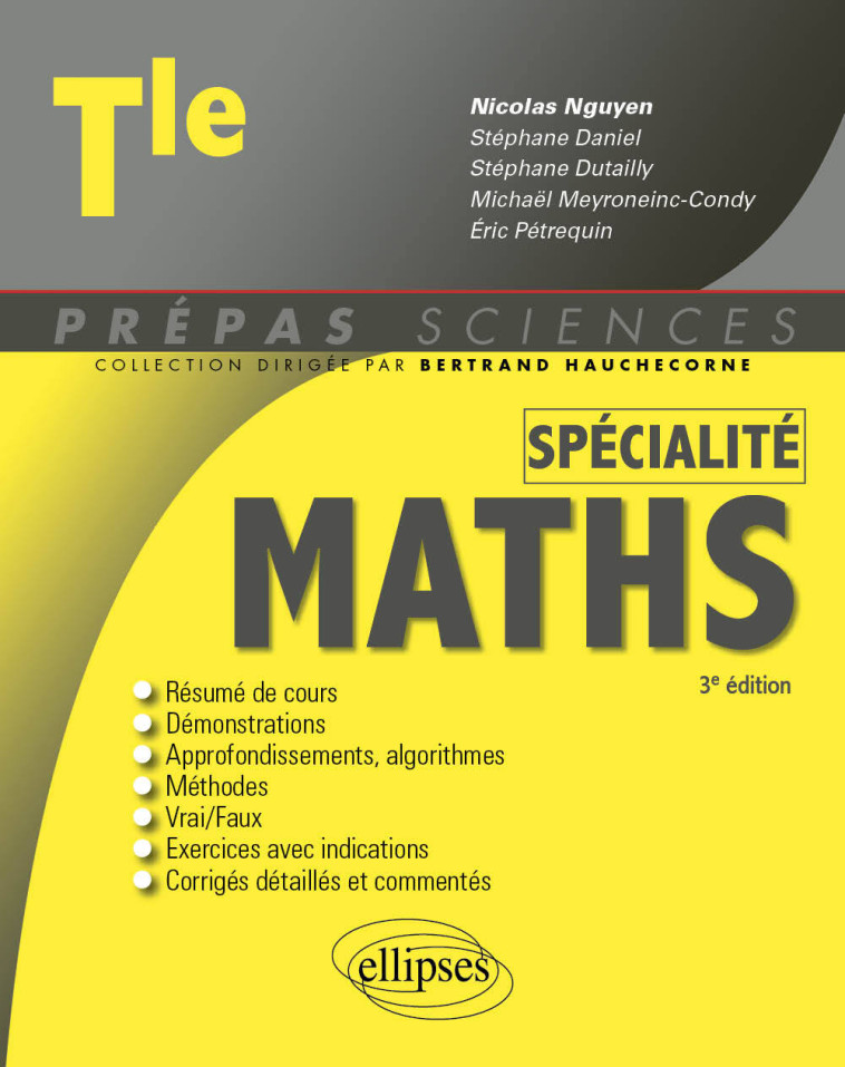 SPECIALITE MATHEMATIQUES TLE 3E EDITION - NGUYEN/DANIEL - ELLIPSES