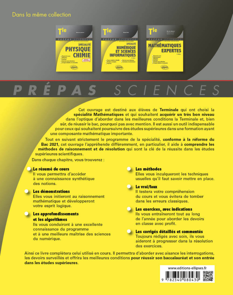 SPECIALITE MATHEMATIQUES TLE 3E EDITION - NGUYEN/DANIEL - ELLIPSES