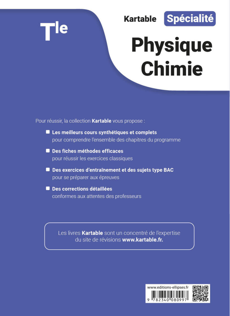 SPECIALITE PHYSIQUE-CHIMIE TLE - KARTABLE - L'ECOLE S - ELLIPSES