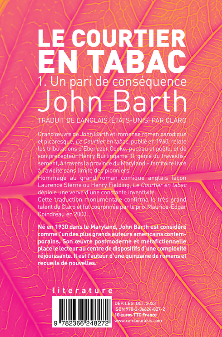 LE COURTIER EN TABAC. TOME 1 - BARTH JOHN - CAMBOURAKIS