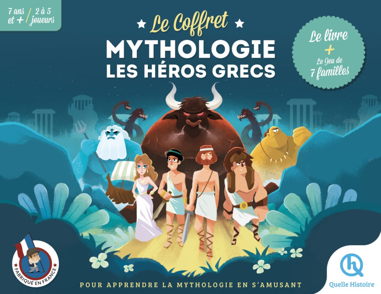 LE COFFRET MYTHOLOGIE LES HEROS GRECS - BEA U LIVRE + 7 FAMILLES - XXX - QUELLE HISTOIRE