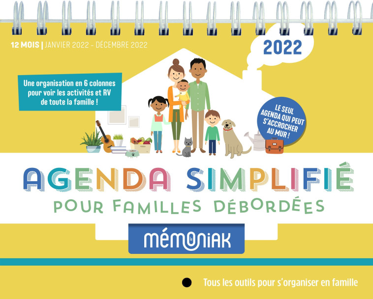 L'AGENDA SIMPLIFIE POUR FAMILLES DEBORDEES MEMONIAK 2022 - EDITIONS 365 - 365 PARIS