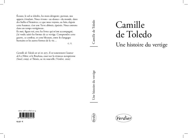 UNE HISTOIRE DU VERTIGE - DE TOLEDO CAMILLE - VERDIER