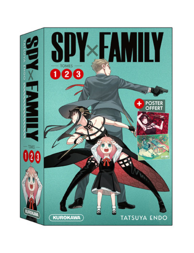 COFFRET - SPY X FAMILY - TOMES 1-2-3 + POSTER - ENDO TATSUYA - KUROKAWA