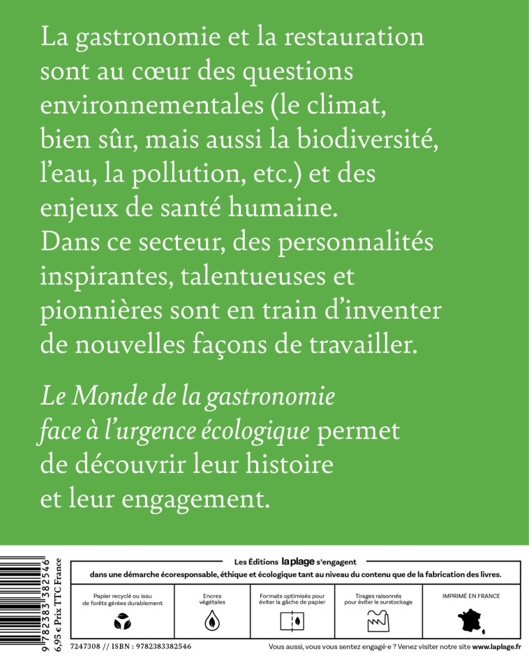 LE MONDE DE LA GASTRONOMIE FACE A L'URGENCE ECOLOGIQUE - COLLECTIF D'AUTEURS - LA PLAGE