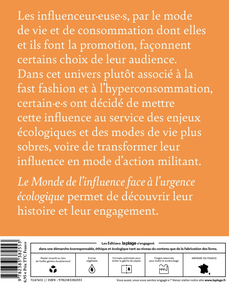 LE MONDE DE L'INFLUENCE FACE A L'URGENCE ECOLOGIQUE - COLLECTIF D'AUTEURS - LA PLAGE