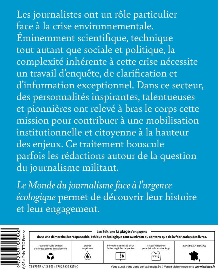 LE MONDE DU JOURNALISME FACE A L'URGENCE ECOLOGIQUE - COLLECTIF D'AUTEURS - LA PLAGE