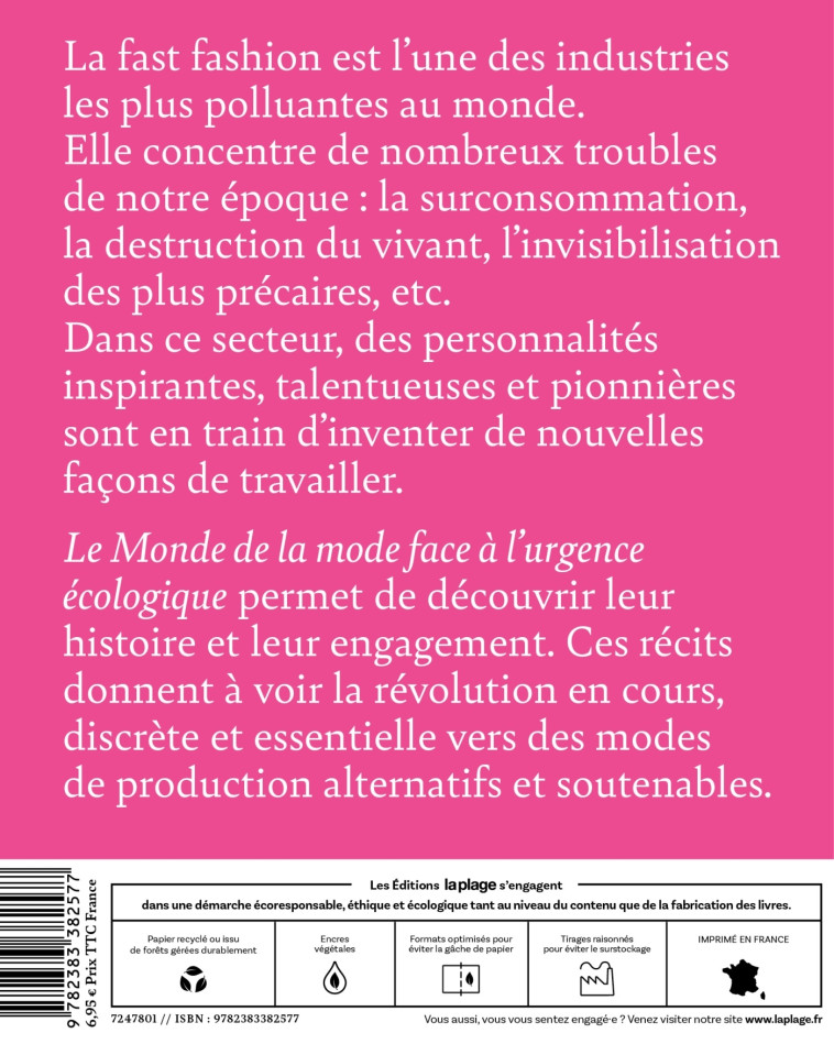 LE MONDE DE LA MODE FACE A L'URGENCE ECOLOGIQUE - COLLECTIF D'AUTEURS - LA PLAGE