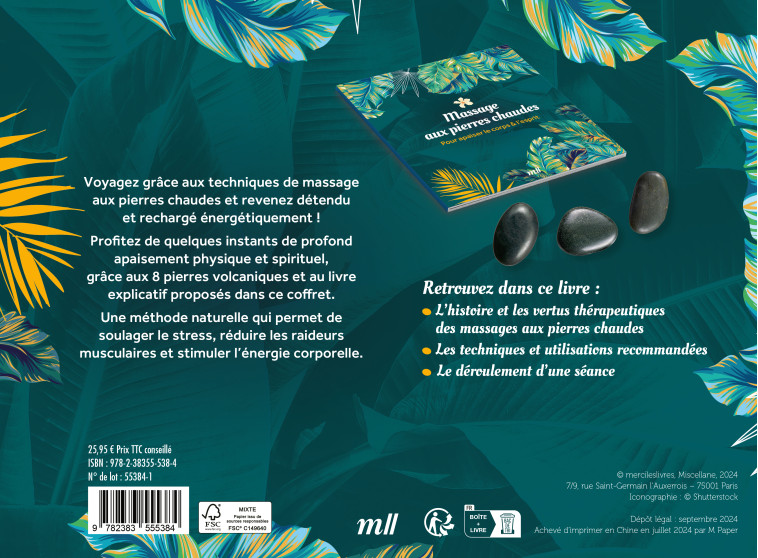 COFFRET MASSAGE AUX PIERRES CHAUDES - POUR APAISER LE CORPS ET L'ESPRIT - COLLECTIF - MERCILESLIVRES