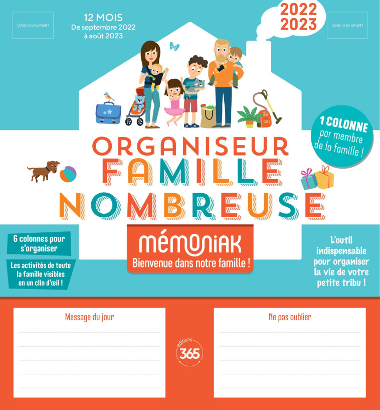 ORGANISEUR FAMILIAL MEMONIAK SPECIAL FAMILLE NOMBREUSE 2022-2023 - XXX - 365 PARIS