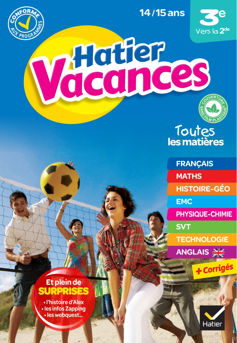 CAHIER DE VACANCES DE LA 3E VERS LA 2DE 2020 - XXX - HATIER