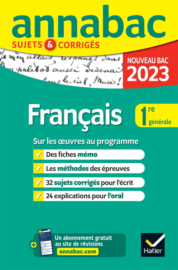 FRANCAIS 1RE GENERALE ANNALES 2023 - XXX - HATIER